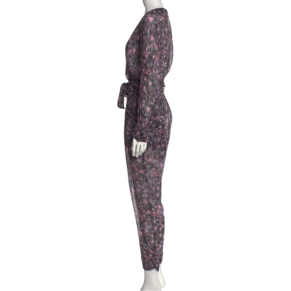 IRO Floral Plunge Neckline Long Sleeve Jumpsuit in Grey Size 4 — STUNNING!!! - Picture 3 of 9